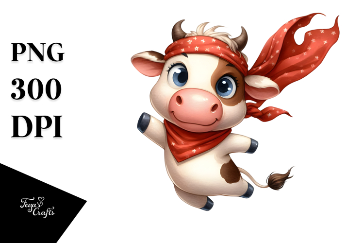 Playful Cartoon Cow PNG example image 1