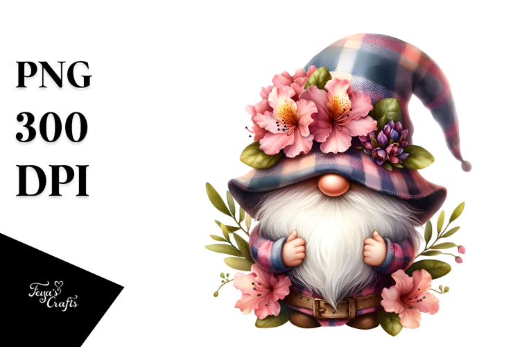 Floating Gnome with Rhododendron, Transparent PNG