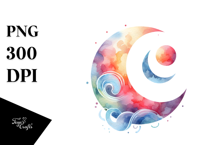 Colorful Half Moon Moon PNG