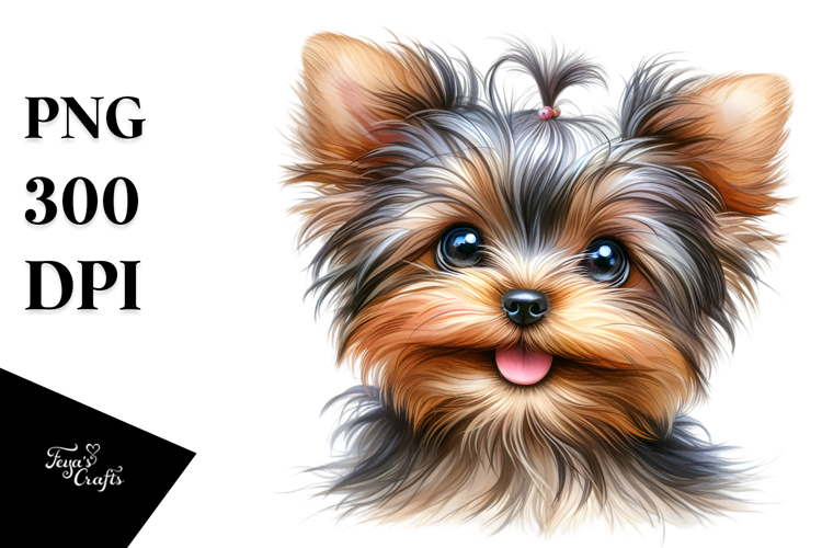Baby Yorkshire Terrier with Big Eyes PNG