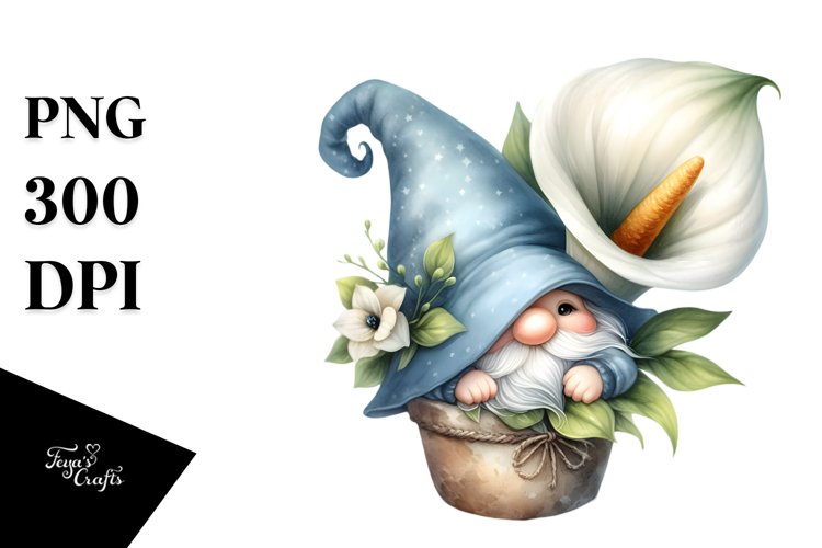Adorable GNOME with Calla Lily PNG example image 1