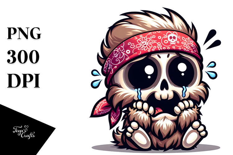 Ridiculously Cute Sugar Skull, Vector Art PNG example image 1