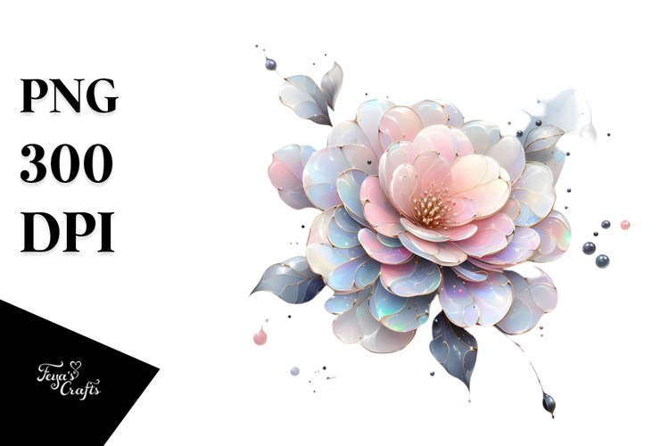 Shiny Camellia with Metallic Insertions, High-Res PNG