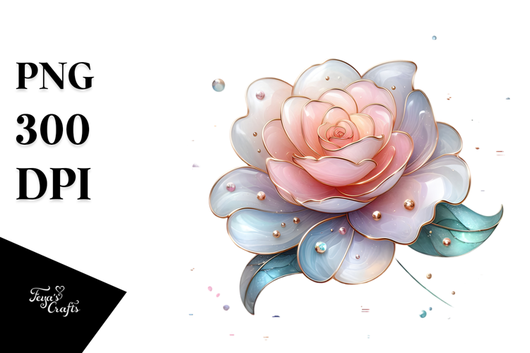 Shiny Camellia with Metallic Insertions, High-Res PNG