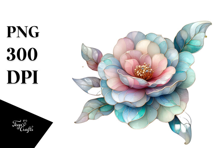 Shiny Camellia with Metallic Insertions, High-Res PNG example image 1