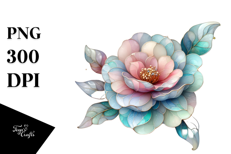 Shiny Camellia with Metallic Insertions, High-Res PNG