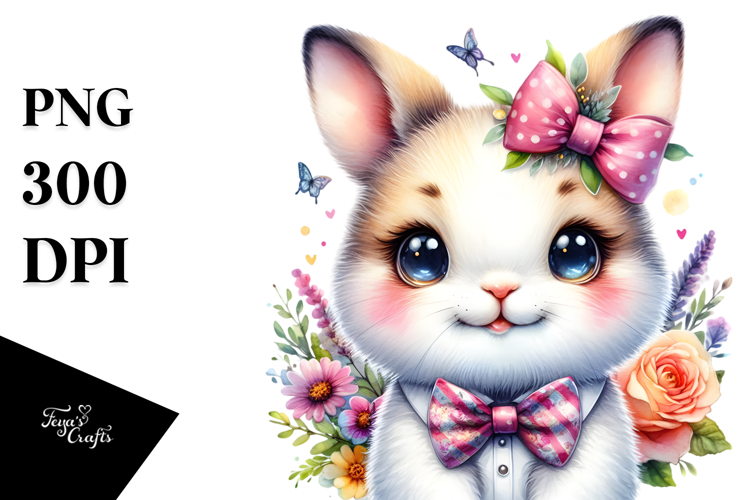 Smiling Cute Baby Rabbit PNG