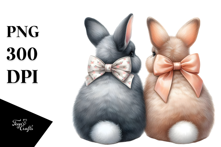 Creative Bunnies, Back View, High-Res PNG