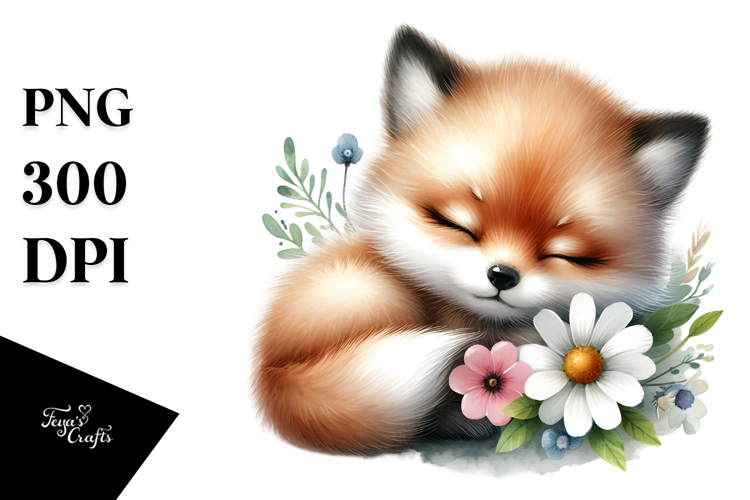 Cute Watercolor Fox Clipart Image 8