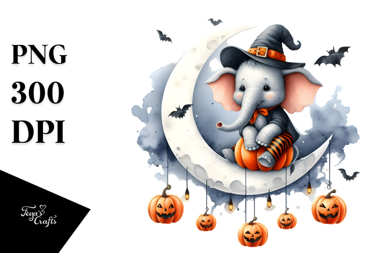 Elephant in Halloween Costume PNG