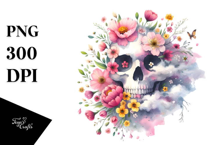 Cute Skull, Flower PNG