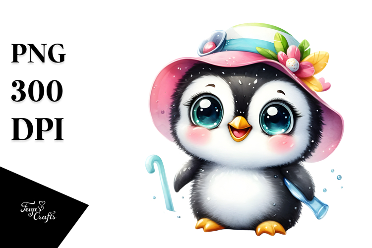 Cute Baby Penguin Goofy at the Beach