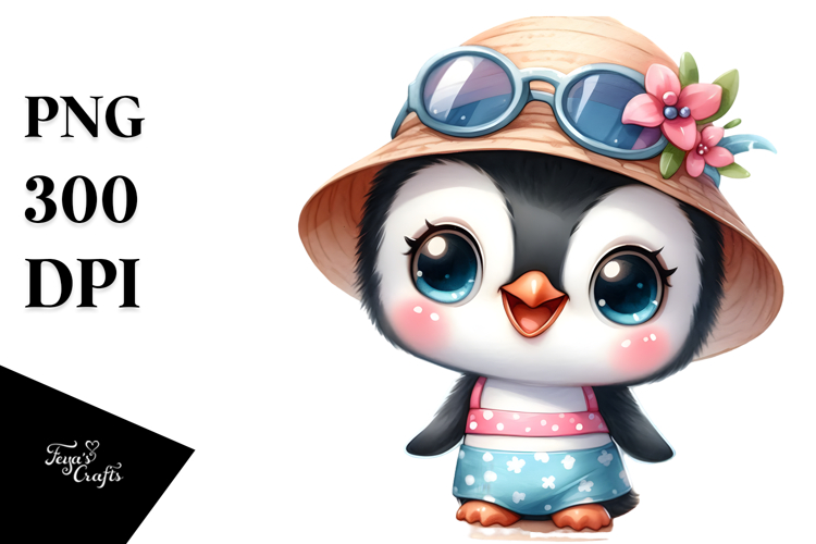 Cute Baby Penguin Goofy at the Beach example image 1