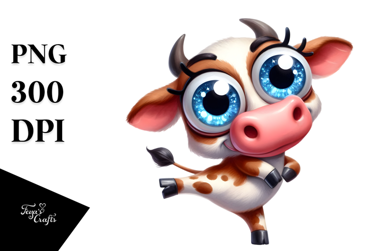 Playful Cow with Cross-Eyed Expression PNG