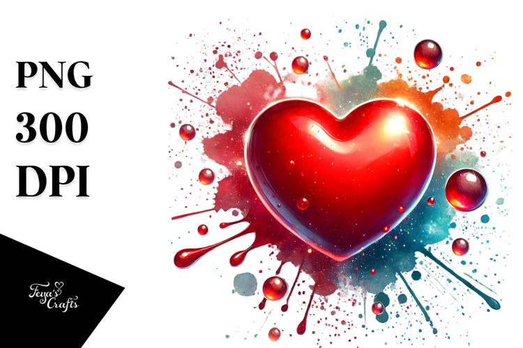 Colorful Heart Painting, Vibrant Digital Art