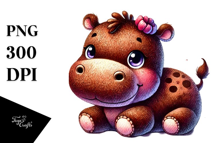 Smiling Old Plush Hippo, Transparent PNG example image 1