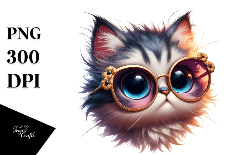 Ridiculously Cute Kitten with Sunglasses, PNG