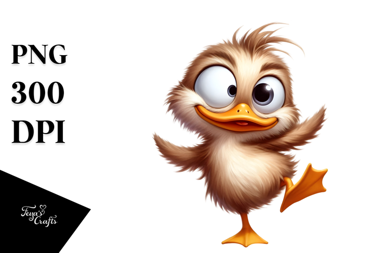 Silly Cartoon Duck with Expression