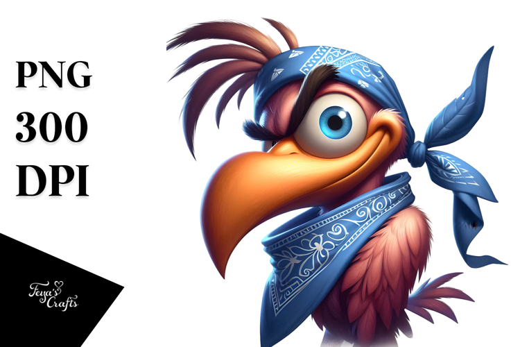 Goofy Bird with Bandana PNG