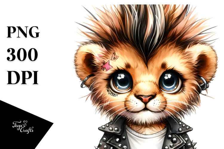 Cute Energetic Baby Lion, High-Res PNG