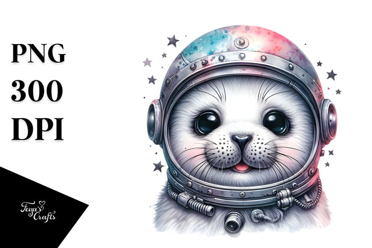 Punk Baby Seal with Astronaut Helmet PNG