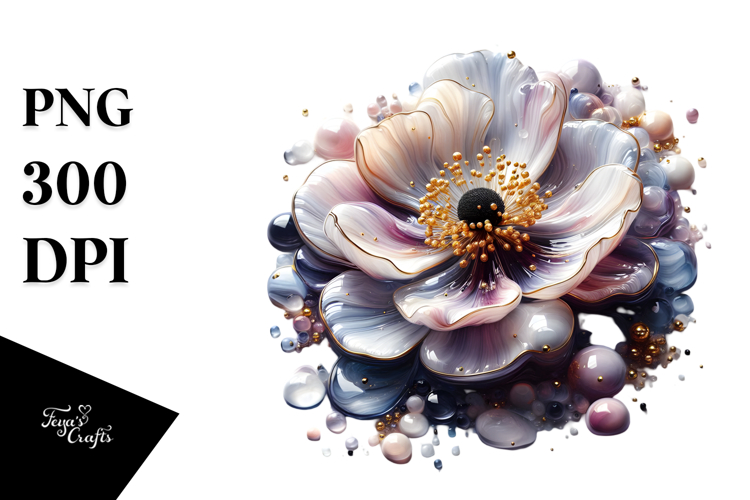 Abstract Anemone Watercolor PNG