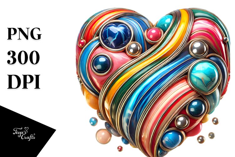 Colorful Glossy Heart, Transparent PNG
