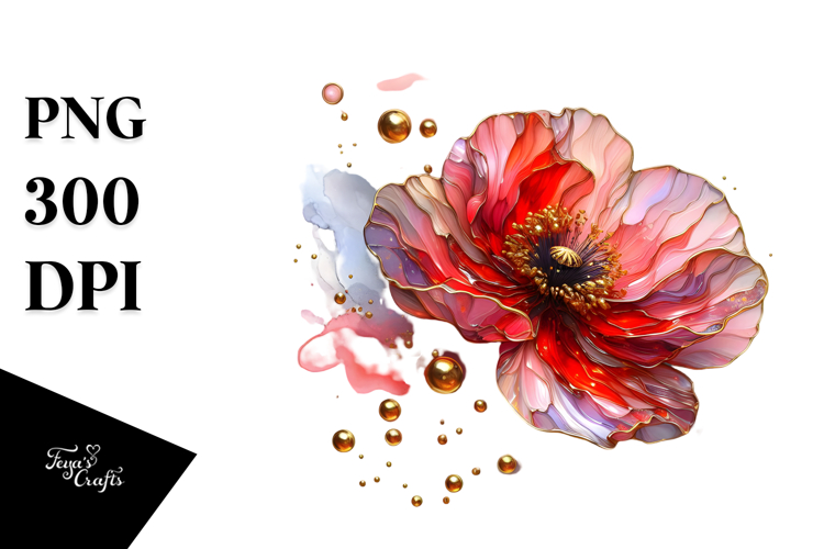 Abstract Poppy Watercolor PNG