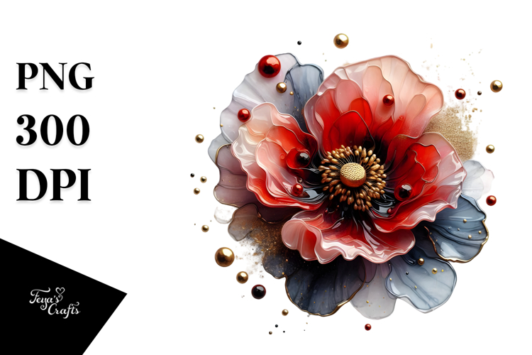 Abstract Poppy Watercolor PNG