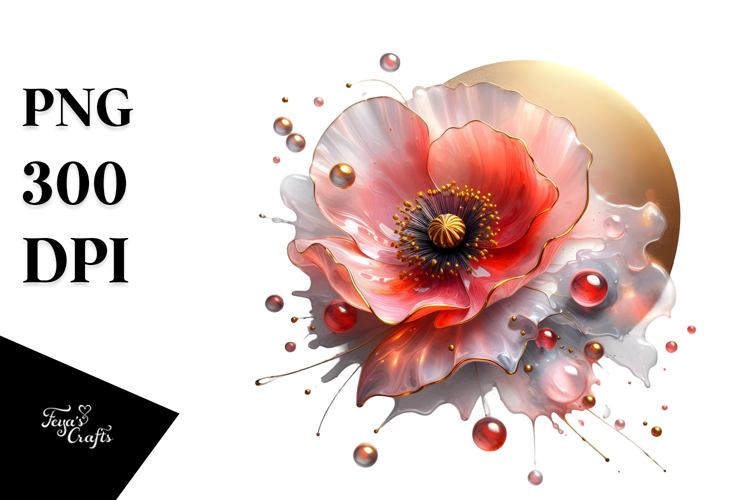 Abstract Poppy Watercolor PNG