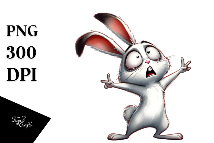 Cartoon Rabbit with Dramatic Pose PNG