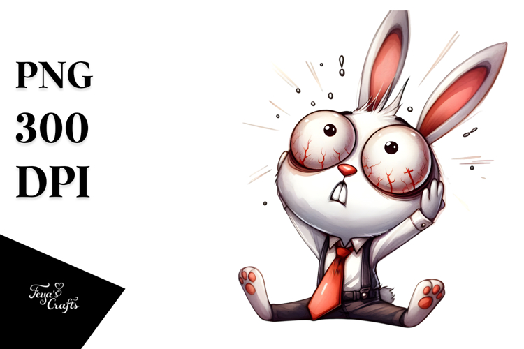 Goofy Cartoon Rabbit Watercolor PNG