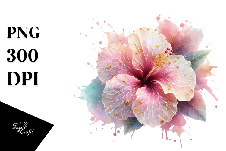 Hibiscus Watercolor Splash PNG