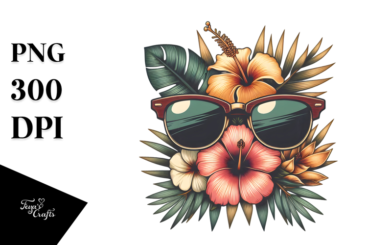 Vintage Tropical Sunglasses Clipart PNG