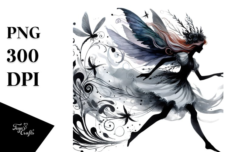 Gothic Watercolor Fairy, PNG