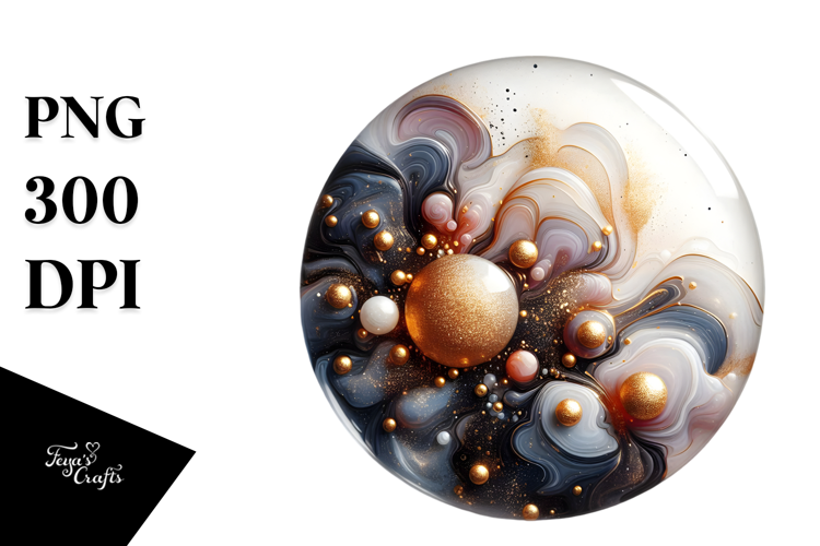 Glossy Cosmos, Round Watercolor Splash