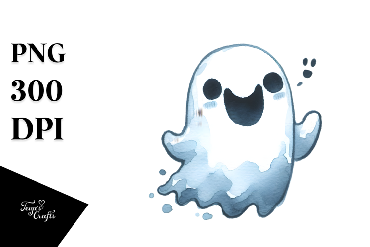 Funny Ghost Watercolor Image, PNG