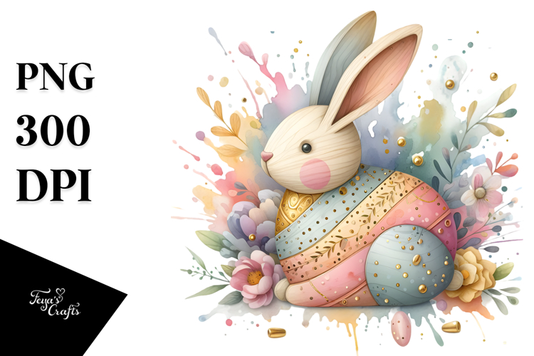 Pastel Bunny Made of Wood PNG