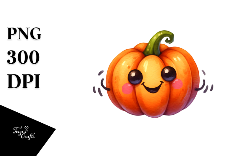 Funny Vibrant Watercolor Cute Pumpkin