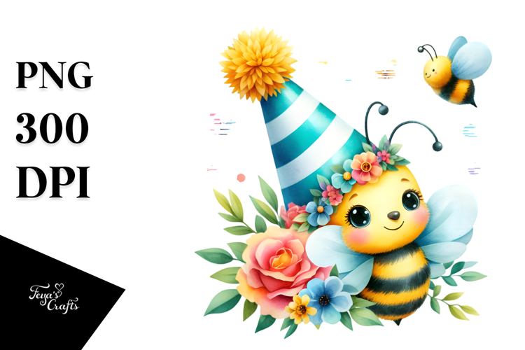 Vibrant Bee Party Hat Clipart