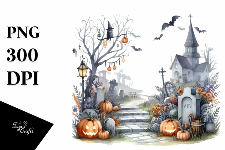 Simple Haloween Scene | Sublimation | Clipart