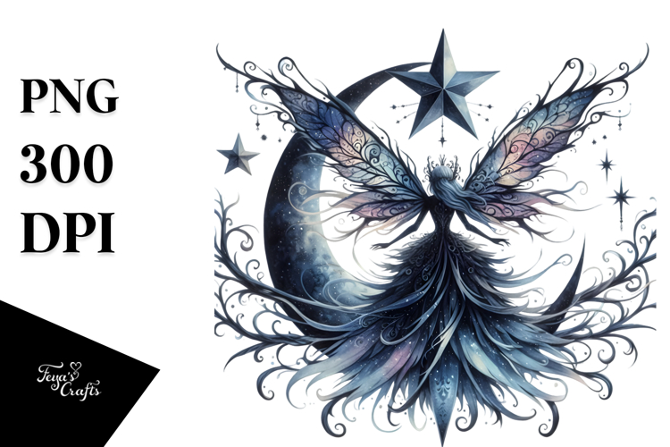 Gothic Fairy on a Star, PNG