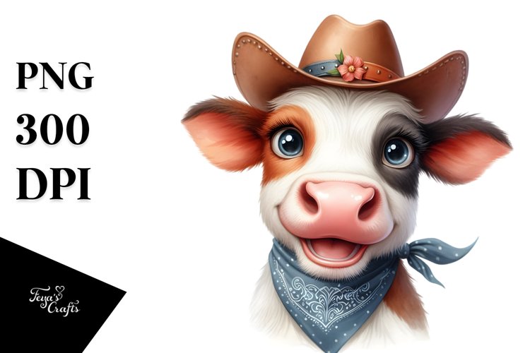 Cow Sublimation Clipart Cow Portrait example image 1