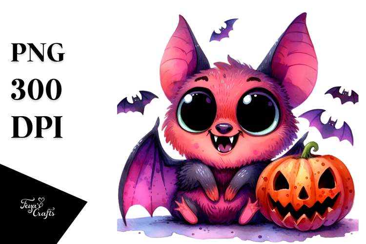 Funny Vibrant Watercolor Cute Bat