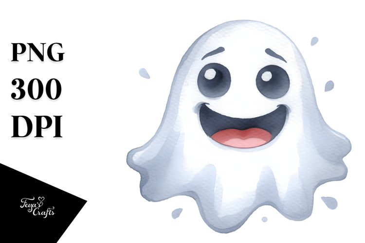 Funny Ghost Washed Watercolor PNG
