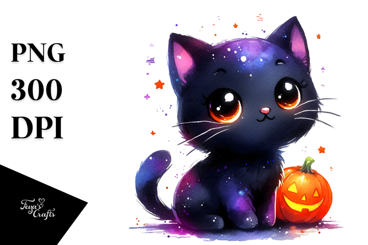 Vibrant Drawing of Baby Black Cat | Clipart