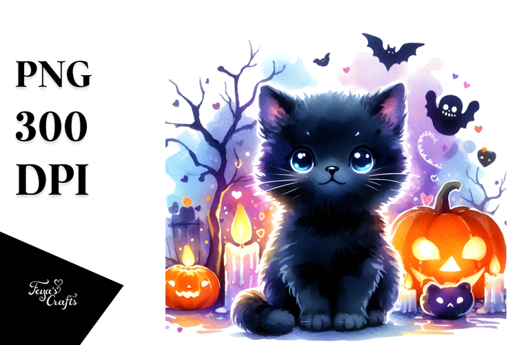 Vibrant Drawing of Baby Black Cat | Clipart