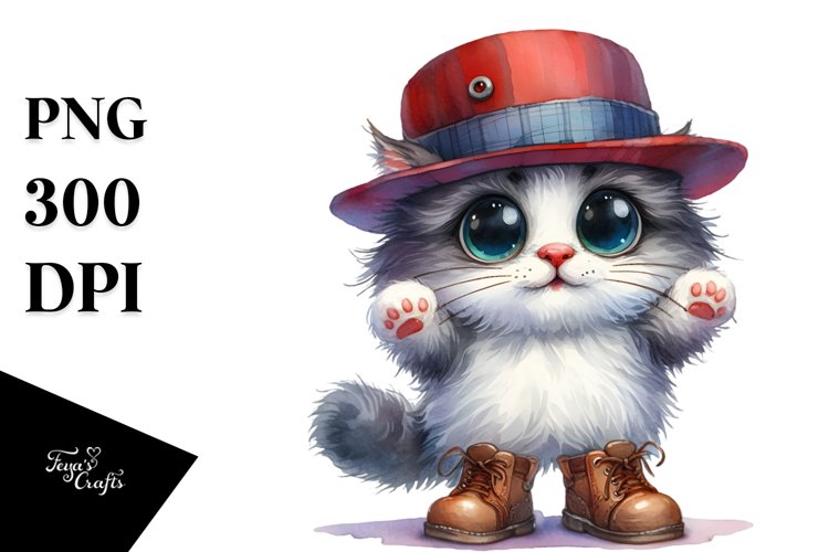 Cat with Hat and Shoes | Clipart example image 1