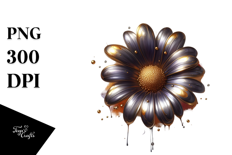 Abstract Glossy Daisy Watercolor Splash
