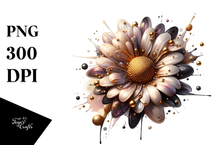 Abstract Glossy Daisy Watercolor Clipart